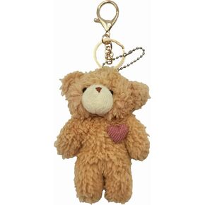 2 PCS Bear Plush Keychain ، Pleat Pear Pear محشو بالحيوانات مع هدية عيد ميلاد Heart Pink Heart للأطفال (Brown White) in Kuwait