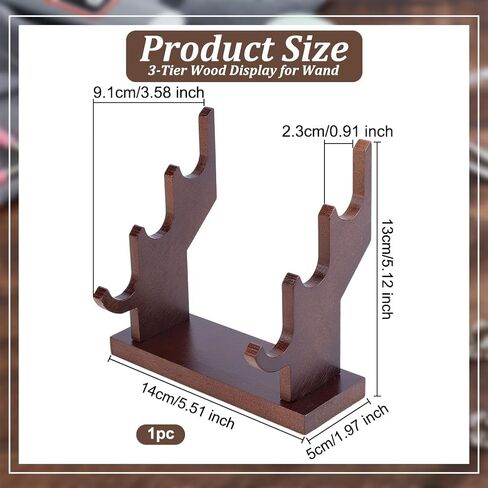 Olycraft 3 Tiers Brown Wand Risers 14x5x13cm Wizard Wand Wand Wand Wood Wand Wand Wand Wand Holder Magic Wand Wand Mission for Wazard Wand Small Swords Collection School Display in Saudi Arabia