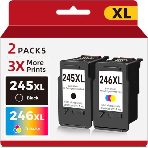 245XL 246XL Ink Cartridge Replacement for Canon PG 245 XL CL 246 XL Combo (1 Black 1 Color, 2 Pack) PG245 CL246 for PIXMA TR4520 MX490 MG2522 MX492 TR4522 TR4500 TS3122 MG2520 TS3320 TS3322 Printer in Kuwait