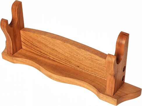 Mythrojan Medieval Sword Stand Solid Wood Horizontal Display Rack for Katana, Samurai, Gladiator, Crusader Swords Elegant Tabletop Holder, 1-Tier - Dark Brown in Saudi Arabia