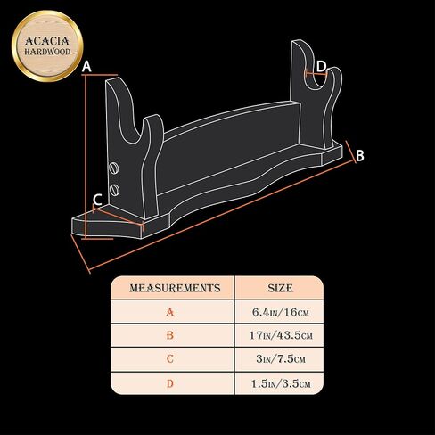 Mythrojan Medieval Sword Stand Solid Wood Horizontal Display Rack for Katana, Samurai, Gladiator, Crusader Swords Elegant Tabletop Holder, 1-Tier - Dark Brown in Saudi Arabia