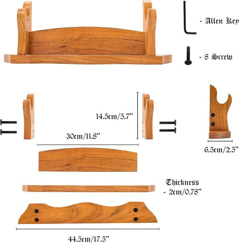 Mythrojan Medieval Sword Stand Solid Wood Horizontal Display Rack for Katana, Samurai, Gladiator, Crusader Swords Elegant Tabletop Holder, 1-Tier - Dark Brown in Saudi Arabia