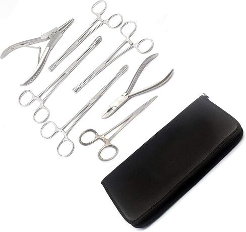 7 أدوات أدوات ثقب الجسم Pennington Founds ث/Case Bead Tweezers ، Sponge Founds ، Pennington Founds ، فتحة الخاتم وإغلاقها بواسطة G.S Online Store in Saudi Arabia