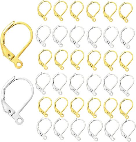 120pcs 2 Colors Leverback French Earring Hooks Earring Converters for None Pierced Ears DIY Earring Jewelry Making Findings, Silver and Gold in Saudi Arabia