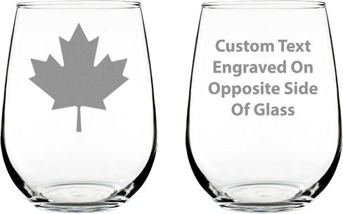 Canada Maple Leaf Stemless Wine Glass - Canadian Flag Gifts and Decor for Women and Men - Large 17 Oz Glasses in Saudi Arabia