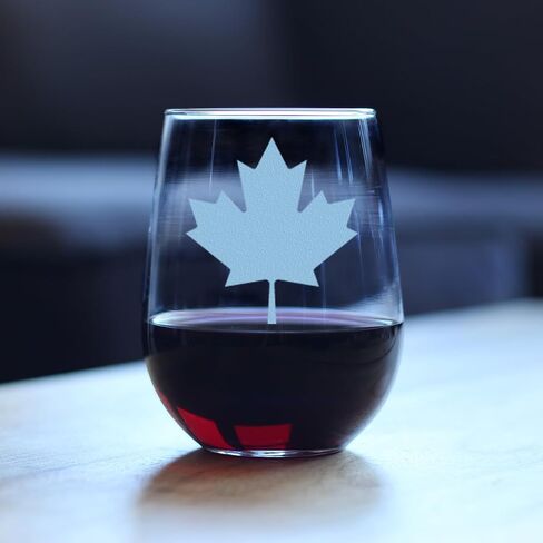Canada Maple Leaf Stemless Wine Glass - Canadian Flag Gifts and Decor for Women and Men - Large 17 Oz Glasses in Saudi Arabia