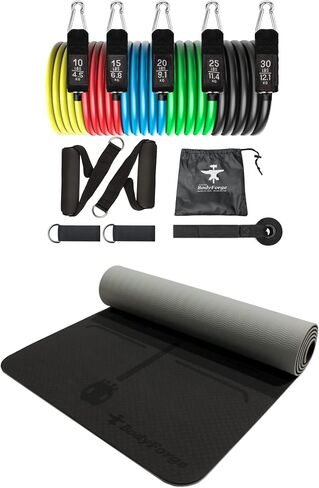 Podyforge Yoga Mat Exercise Shice Exercise Shicay غير زرقاء بيلاتيس عالية الكثافة عالية الكثافة وعصابات المقاومة نطاقات التمرين نطاقات مقاومة ممارسة العصابات الرجال والنساء يعملون خارج الحزمة in Kuwait