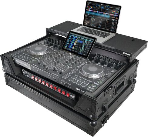 ProX XS-PRIME4 WLTBL ATA Flight Case For Denon PRIME 4 DJ Controller with Laptop Shelf 1U Rack Space and Wheels - Black in Saudi Arabia