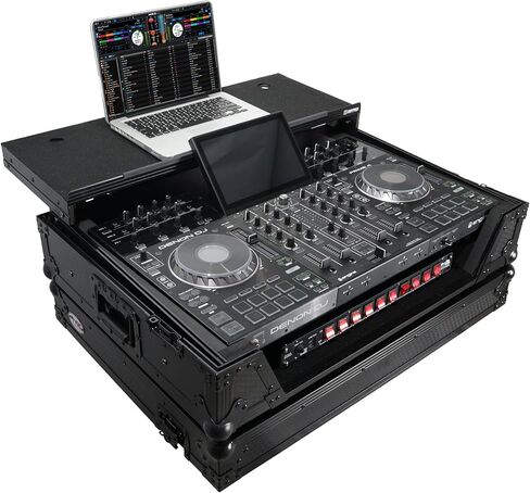 ProX XS-PRIME4 WLTBL ATA Flight Case For Denon PRIME 4 DJ Controller with Laptop Shelf 1U Rack Space and Wheels - Black in Saudi Arabia