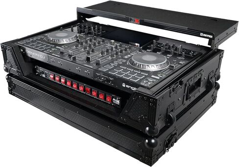 ProX XS-PRIME4 WLTBL ATA Flight Case For Denon PRIME 4 DJ Controller with Laptop Shelf 1U Rack Space and Wheels - Black in Saudi Arabia