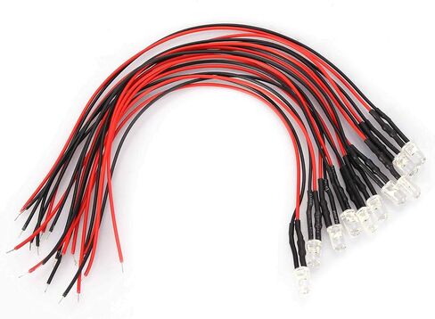 AQXREIGHT 10pcs 12V 5MM LED LED SEADING DIODE DIED سلكي متعدد الألوان كابل LED LED 20 سم 0.06W أصفر (الشعر الأبيض الأزرق) in Saudi Arabia