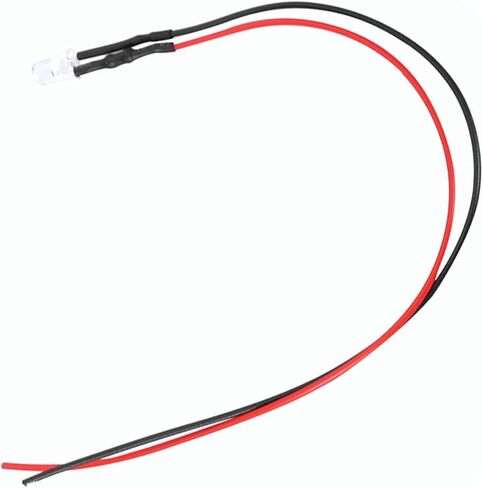 10pcs 12v 5mm LED ضوء انبعاث ديود سلكي متعدد الألوان كابل ضوء 20 سم 0.06W أصفر (الشعر الأبيض #01) in Saudi Arabia