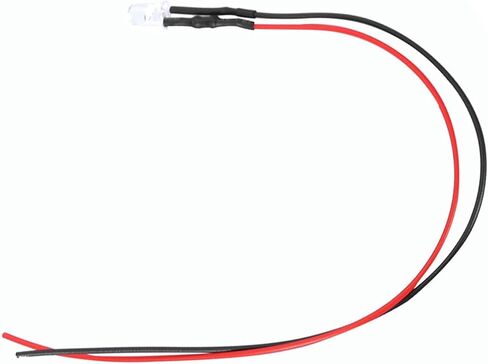 10pcs 12v 5mm LED ضوء انبعاث ديود سلكي متعدد الألوان كابل ضوء 20 سم 0.06W أصفر (الشعر الأبيض #01) in Saudi Arabia