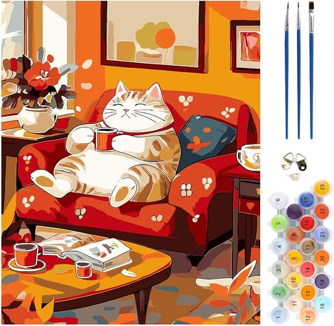 Meiyuda Fox Paint by Numbers Att ، طلاء حيوان لطيف بأرقام للمبتدئين البالغين ، رسم زيت أكريليك DIY حسب الرقم على القماش للهدية جدار المنزل ديكور 12x16in in Kuwait