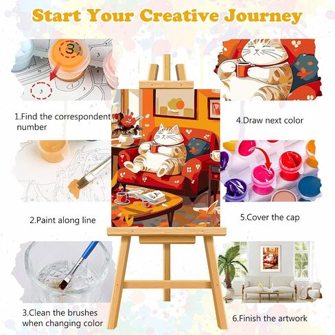 Meiyuda Fox Paint by Numbers Att ، طلاء حيوان لطيف بأرقام للمبتدئين البالغين ، رسم زيت أكريليك DIY حسب الرقم على القماش للهدية جدار المنزل ديكور 12x16in in Kuwait