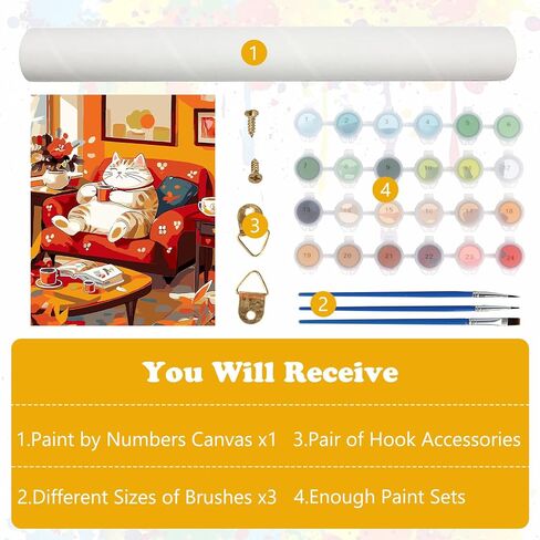Meiyuda Fox Paint by Numbers Att ، طلاء حيوان لطيف بأرقام للمبتدئين البالغين ، رسم زيت أكريليك DIY حسب الرقم على القماش للهدية جدار المنزل ديكور 12x16in in Kuwait