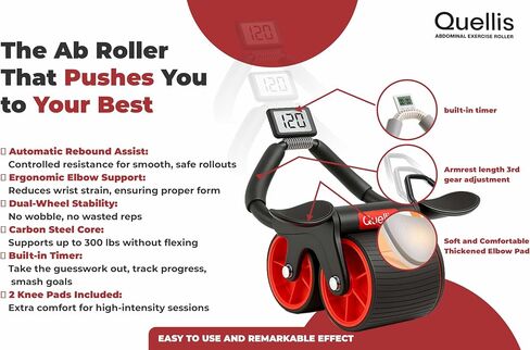 AB Roller للرجال والنساء - عجلة تدريب القوة الأساسية مع دعم الكوع و 2 منصات الركبة - أسطوانة تمرين في البطن للاستقرار الأساسي ، والحد من الدهون في البطن ، ومعدات تجريب الجسم الكلية in Saudi Arabia