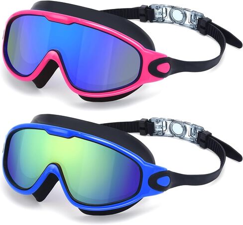Freela 2 Pack Swim Goggles for Adult Men Women,180°Wide Vision Anti-fog UV Protection No Leak Clear Swimming Goggles in Kuwait