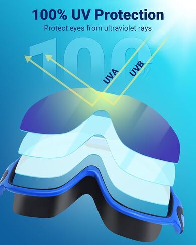 Freela 2 Pack Swim Goggles for Adult Men Women,180°Wide Vision Anti-fog UV Protection No Leak Clear Swimming Goggles in Kuwait