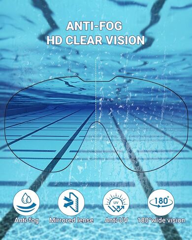 Freela 2 Pack Swim Goggles for Adult Men Women,180°Wide Vision Anti-fog UV Protection No Leak Clear Swimming Goggles in Kuwait