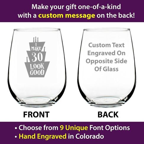 Make 30 Look Good - Funny 30th Birthday Wine Glass for Women Turning 30 - Large 17 Oz - Bday Party Decorations in Saudi Arabia