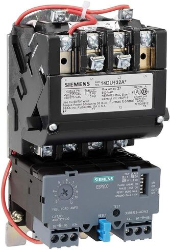 Siemens 14duc32aa بداية محرك الخدمة الثقيلة ، الحمل الزائد للدولة الصلبة ، إعادة تعيين السيارات/اليدوي ، النوع المفتوح ، حاوية العرض القياسية ، 3 مرحلة ، 3 عمود ، حجم NEMA ، 3-12A نطاق أمبير ، حجم إطار A1 ، 110-120/220-240 في 60 هرتز ، in Saudi Arabia