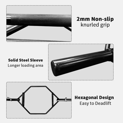 شريط سداسي الأوليمبي ، شريط الفخ 56 "تشطيب Chrome Hex Hex Weight Bar Bar Deadlift Bar مع اثنين in Saudi Arabia