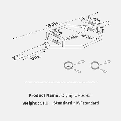 شريط سداسي الأوليمبي ، شريط الفخ 56 "تشطيب Chrome Hex Hex Weight Bar Bar Deadlift Bar مع اثنين in Saudi Arabia