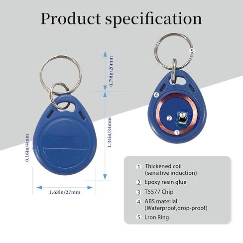 5pcs T5577 RFID بطاقة RFID إعادة كتابة 125KHz مفتاح فارغ FOB Blue Contactless RFID القرب مفتاح FOBS متوافق مع 1386 1326 H10301 تنسيق القراء RFID كاتب والتحكم في الوصول أنظمة التحكم في الوصول in Kuwait
