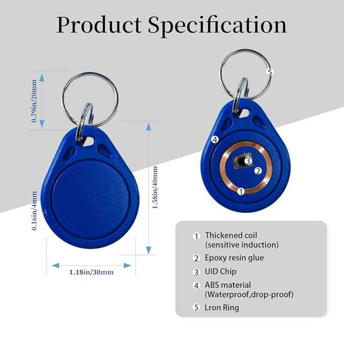 5pcs T5577 RFID بطاقة RFID إعادة كتابة 125KHz مفتاح فارغ FOB Blue Contactless RFID القرب مفتاح FOBS متوافق مع 1386 1326 H10301 تنسيق القراء RFID كاتب والتحكم في الوصول أنظمة التحكم في الوصول in Kuwait