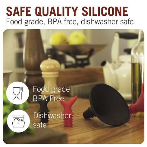 Monkey Business Stedi Silicone Funnel for Filling Bottles, Kitchen Funnel for Water Bottle Liquid Transfer, Steady Pour Hands-Free Pour Tool in Kuwait