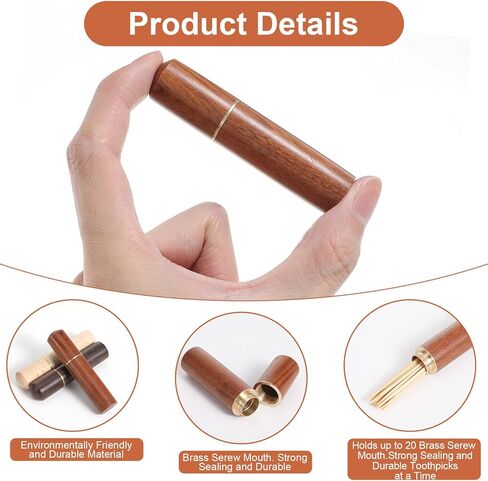 3 PCS Pocket Houndpick Holder ، حامل أسنان الخشب المحمول لحالة الأسنان لتخزين الأسنان الإبرة حبة الأذن اختيار كائن صغير للنساء الرجال in Kuwait
