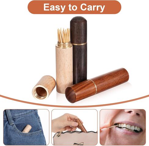 3 PCS Pocket Houndpick Holder ، حامل أسنان الخشب المحمول لحالة الأسنان لتخزين الأسنان الإبرة حبة الأذن اختيار كائن صغير للنساء الرجال in Kuwait