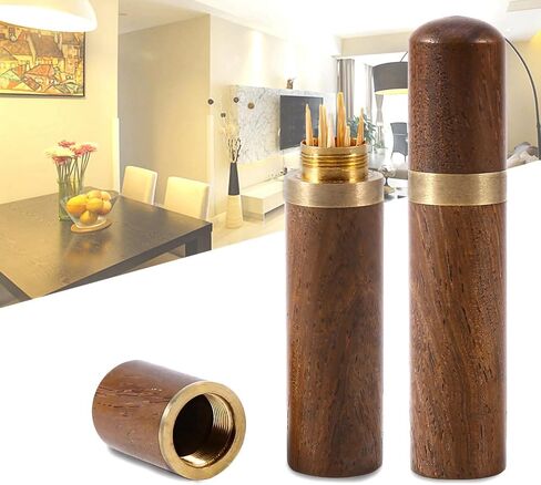 Toothpick Holder Pocket, Blackwood Portable Toothpick Holder, Delicate Wood Toothpick for Storing Toothpicks, Bead, Ear Pick, Cotton Swabs and Other Small Items in Kuwait
