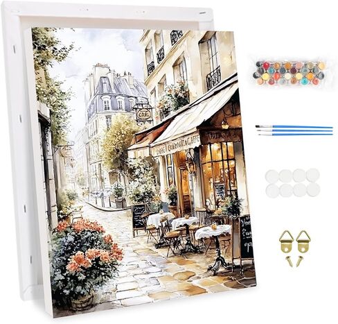KEYIFA Paint by Numbers Adult Kit with Frame, 12x16 in, Reading Lady, Easy Painting Kits for Beginners, Paint on Clear Colored Canvas, Acrylic Pigment Drawing Paintwork, DIY Artwork Home Wall Decor in Saudi Arabia