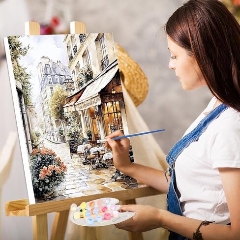 KEYIFA Paint by Numbers Adult Kit with Frame, 12x16 in, Reading Lady, Easy Painting Kits for Beginners, Paint on Clear Colored Canvas, Acrylic Pigment Drawing Paintwork, DIY Artwork Home Wall Decor in Saudi Arabia