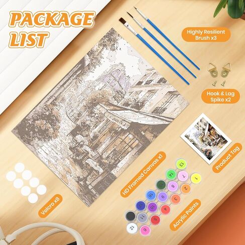 KEYIFA Paint by Numbers Adult Kit with Frame, 12x16 in, Reading Lady, Easy Painting Kits for Beginners, Paint on Clear Colored Canvas, Acrylic Pigment Drawing Paintwork, DIY Artwork Home Wall Decor in Saudi Arabia