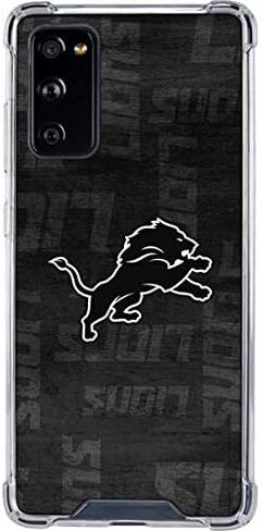 Skinit Clear Phone Case متوافق مع Galaxy S20 Fe - تصميم NFL Detroit Lions بالأبيض والأسود. in Saudi Arabia