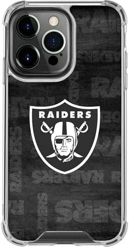 Skinit Clear Phone Case Compatible with iPhone 15 Pro Max - Officially Licensed NFL Las Vegas Raiders Black & White Design in Saudi Arabia