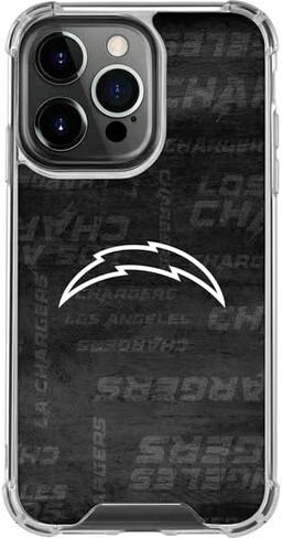 Skinit Clear Phone Case متوافق مع iPhone 15 Pro Max - NFL Los Angeles Chargers بالأبيض والأسود in Saudi Arabia