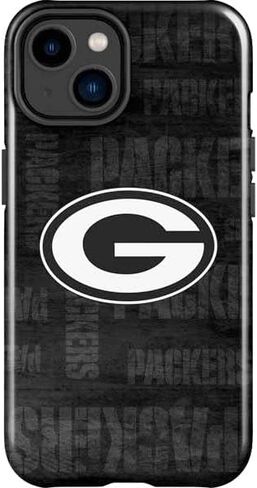 حالة هاتف Skinit Impact متوافقة مع iPhone 15 - NFL Green Bay Packers بالأبيض والأسود. in Saudi Arabia