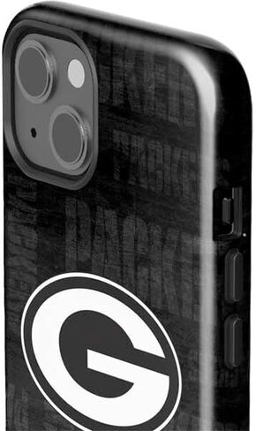 حالة هاتف Skinit Impact متوافقة مع iPhone 15 - NFL Green Bay Packers بالأبيض والأسود. in Saudi Arabia