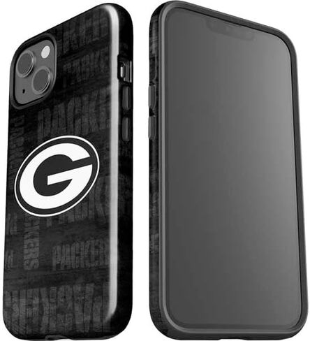 حالة هاتف Skinit Impact متوافقة مع iPhone 15 - NFL Green Bay Packers بالأبيض والأسود. in Saudi Arabia
