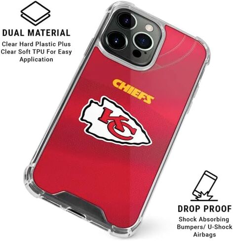 Skinit Clear Phone Case متوافق مع iPhone 15 Pro - تصميم فريق NFL Kansas City Chief Design in Saudi Arabia