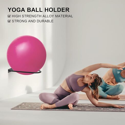 Stability Ball Holder Wall Mount - Heavy Duty Exercise & Yoga Ball Storage Rack for Home, Yoga Studios, and Commercial Gyms - Space-Saving Design for Stability Balls up to 85cm(Black 1-Pack) in Saudi Arabia