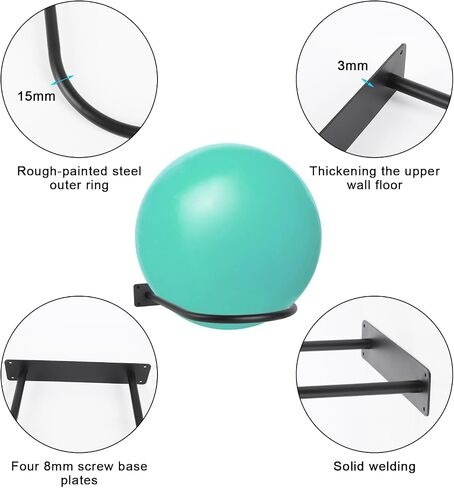 Stability Ball Holder Wall Mount - Heavy Duty Exercise & Yoga Ball Storage Rack for Home, Yoga Studios, and Commercial Gyms - Space-Saving Design for Stability Balls up to 85cm(Black 1-Pack) in Saudi Arabia