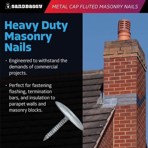 Sandbaggy 1" Metal Cap Fluted Masonry Nails - Electro Galvanized Steel (appx. 75 nails/lb) - Cement, Brick, Concrete Nails (25, Pounds) in Saudi Arabia