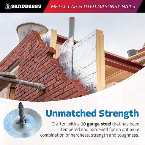 Sandbaggy 1" Metal Cap Fluted Masonry Nails - Electro Galvanized Steel (appx. 75 nails/lb) - Cement, Brick, Concrete Nails (25, Pounds) in Saudi Arabia