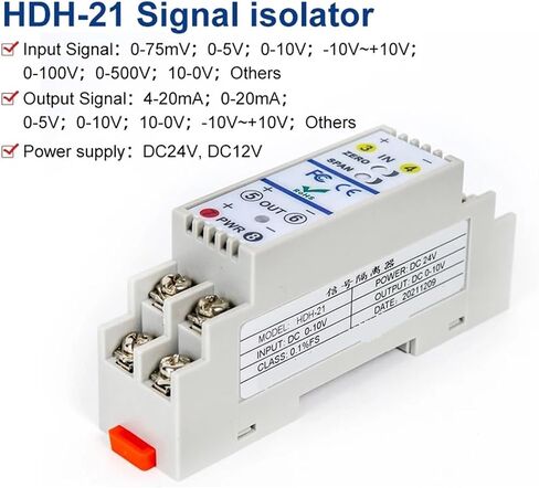 HDH-21 4 20 mA Analog Input and Output Current to Voltage Conversion 420mA DIN Rail Module 0.5V to 420mA Signal Isolator(0-1V DC Input_0-20MA Output) in Saudi Arabia
