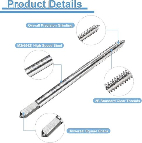 uxcell Hand Bottom Tap 11/16-11 UNC 2B Thread Bottoming Style Threading Taps High Speed Steel HSS6542 Straight Flutes Screw Tapping Tool in Saudi Arabia